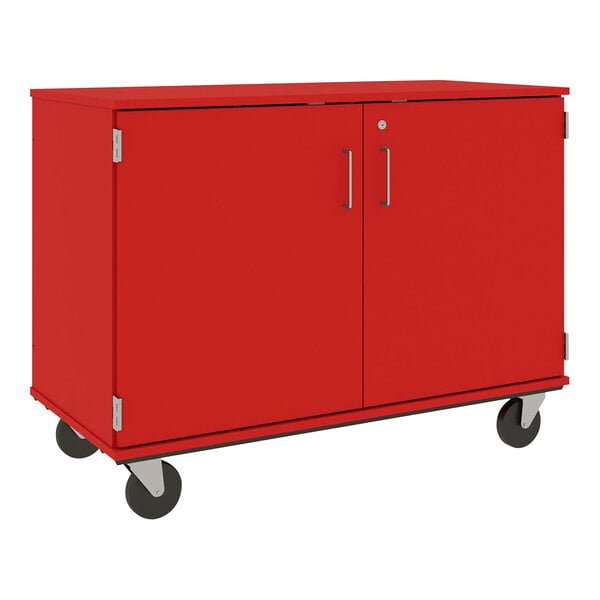 36" Assembled Mobile Cubbie Storage Cart with Locking Doors (80240 F36) - SchoolOutlet