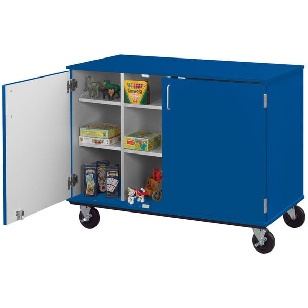 36" Assembled Mobile Cubbie Storage Cart with Locking Doors (80240 F36) - SchoolOutlet