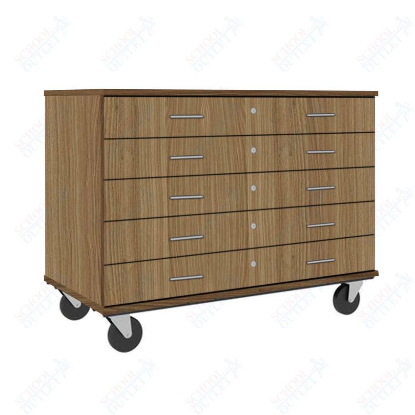 36" Tall Assembled Five Lockable Drawer Mobile Storage Cabinet (80393 F36) - SchoolOutlet