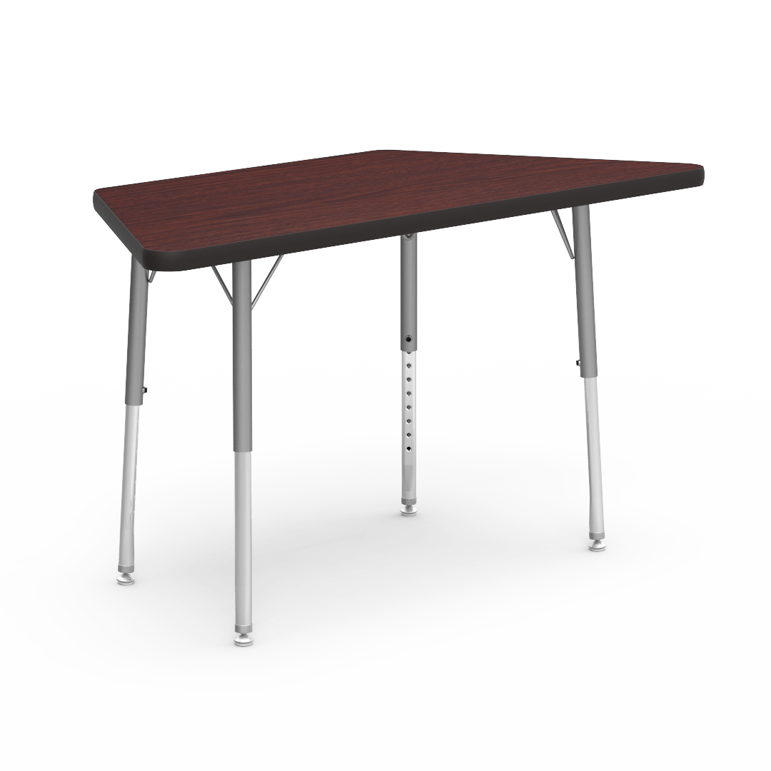 Trapezoid Activity Table with Heavy Duty Laminate Top - Preschool Height Adjustable Legs (24"W x 48"L x 17-25"H)