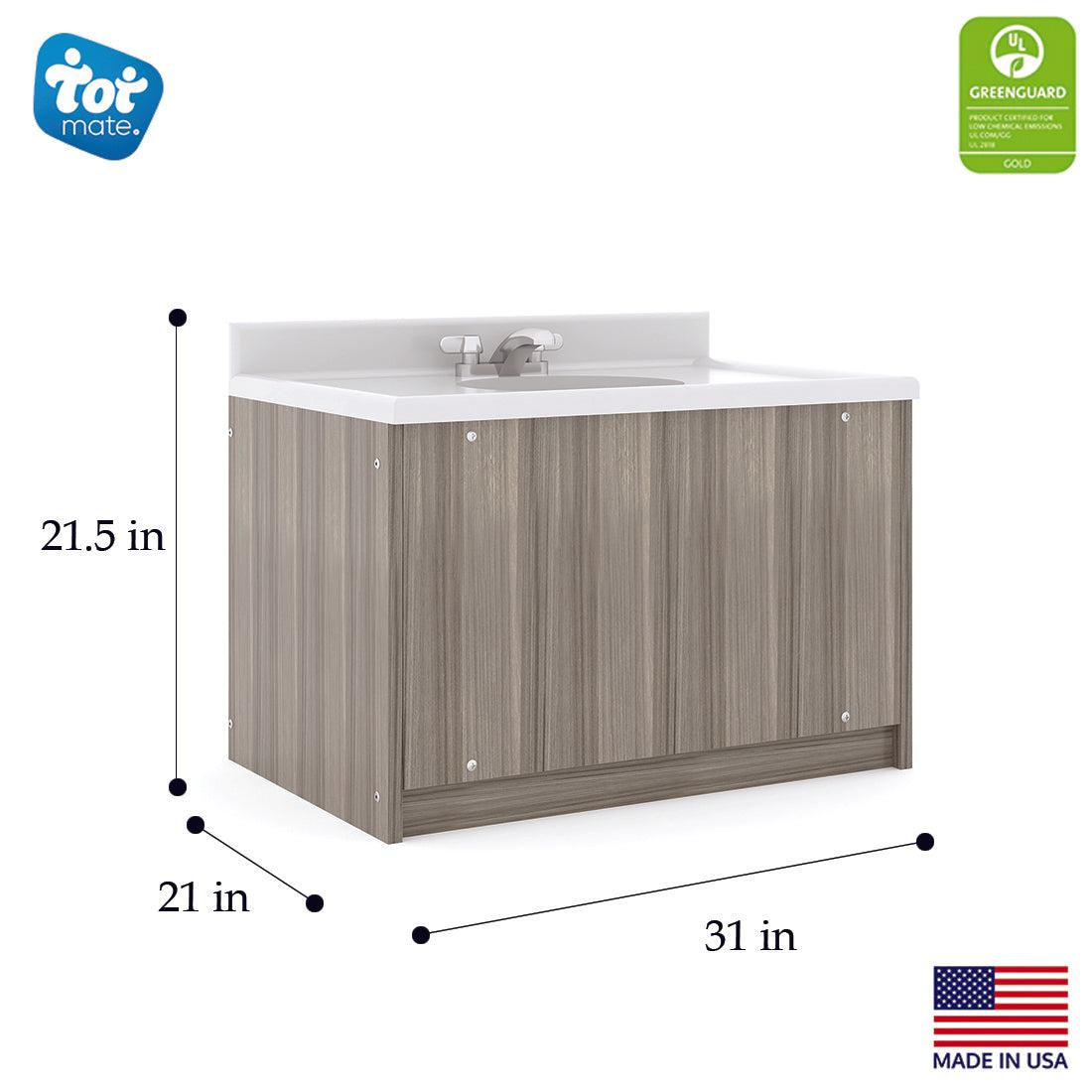 Tot Mate Kids' Floor Mount Bathroom Vanity with Sink 31"W x 21"D x 24"H (TOT - TM8350R) - SchoolOutlet