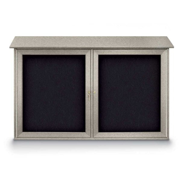United Visual Double-Door Corkboard Outdoor Message Center, 45" W x 30" H (UVP-UVDD4530) - SchoolOutlet