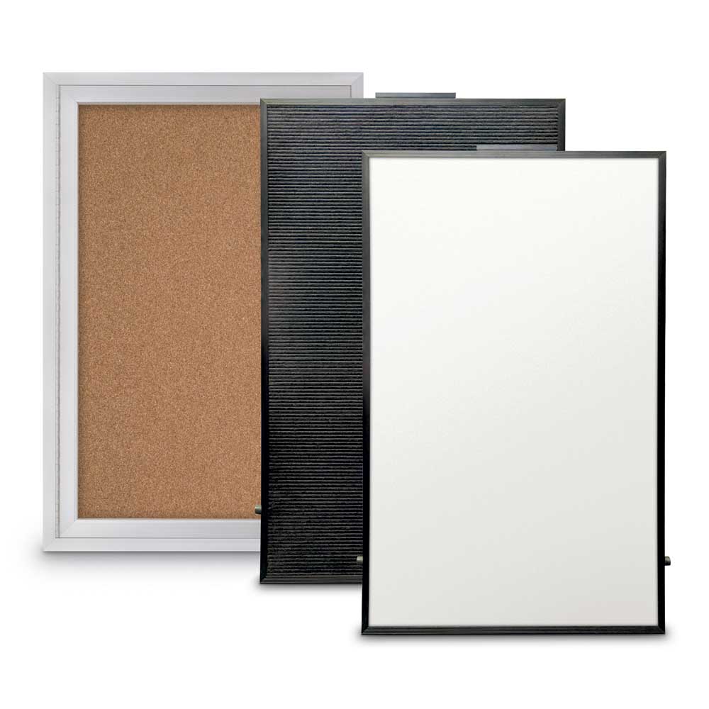 United Visual Three - in - One Enclosed Combo Board w/ Aluminum Frame (UVP - UV31011) - SchoolOutlet