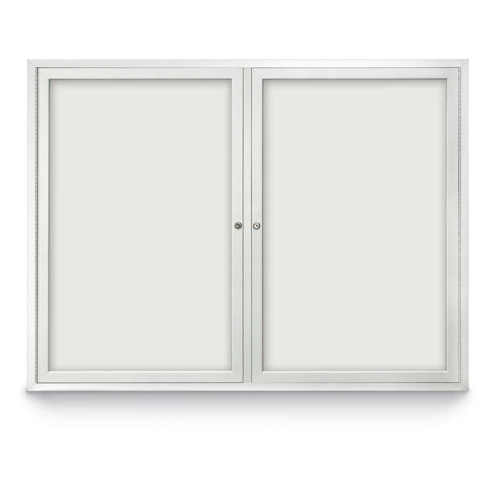United Visual Outdoor Enclosed Dry Erase Board w/ Two Doors, 4' W x 3' H (UVP - UV853W) - SchoolOutlet