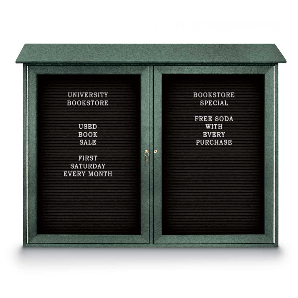 United Visual Double - Door Letterboard Outdoor Message Center, 45" W x 36" H (UVP - UVDD4536LB) - SchoolOutlet