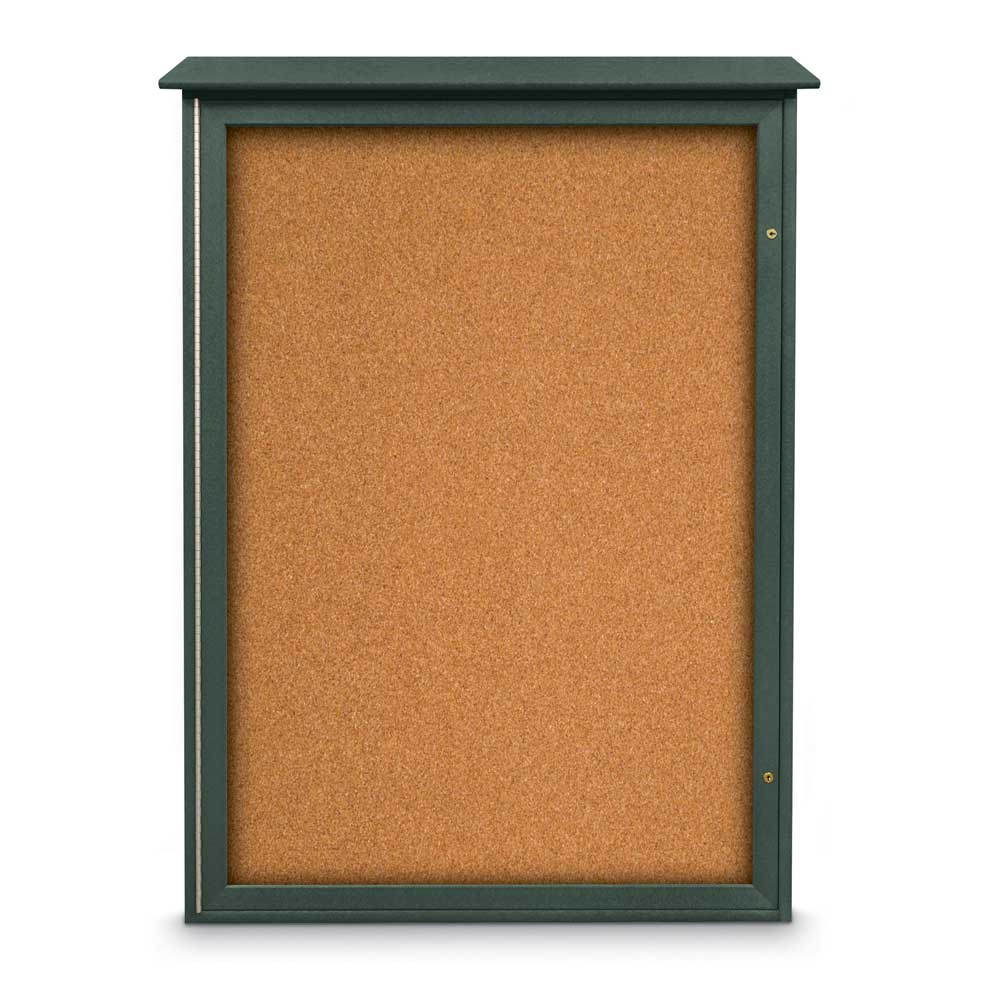 United Visual Single - Door Corkboard Outdoor Message Center, 38" W x 54" H (UVP - UVSD5438) - SchoolOutlet