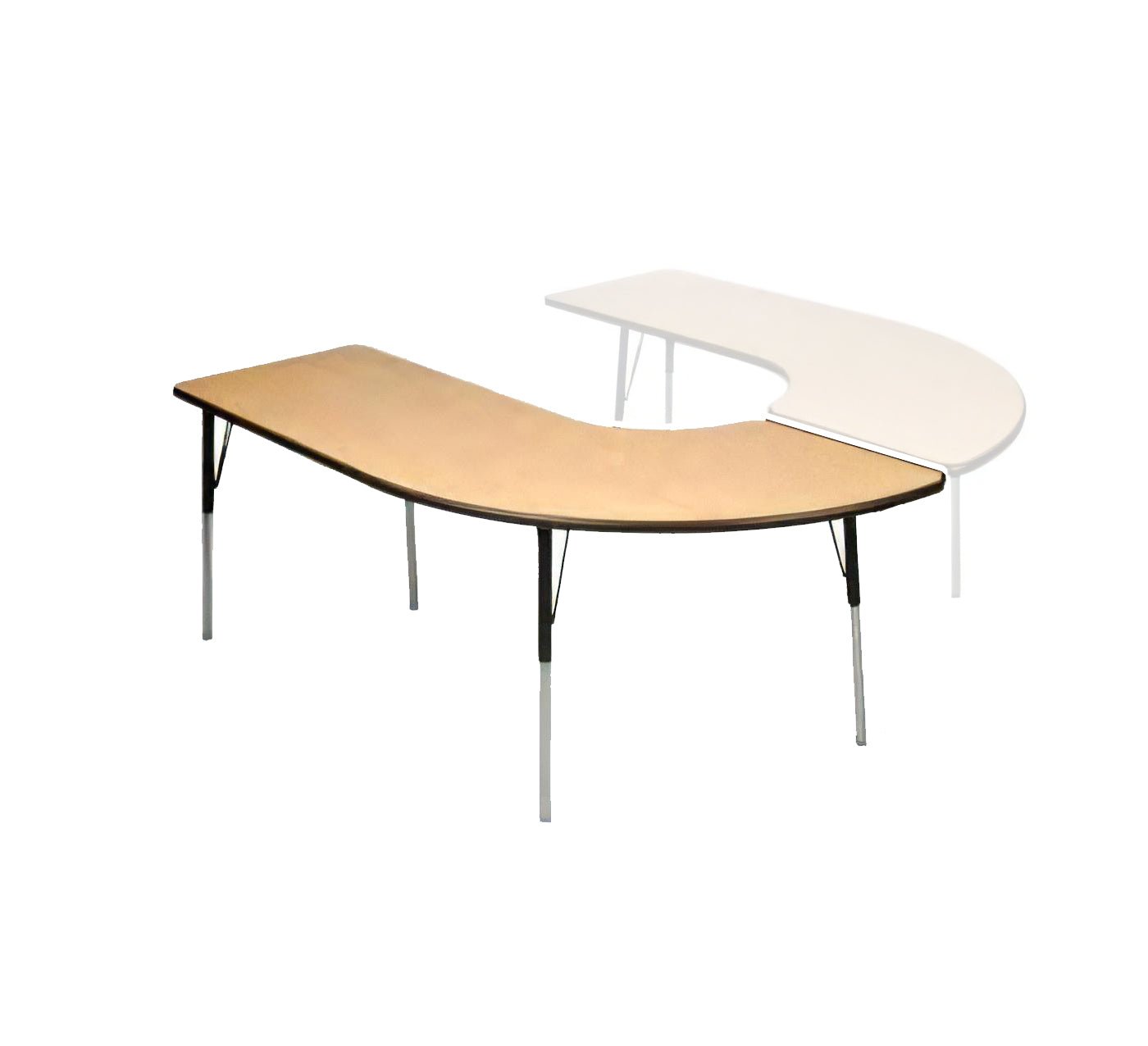 USA Capitol 36" x 72" Half Horseshoe Right Side Activity Table Adjustable Height 23" - 31" (3672HHSSE) - SchoolOutlet