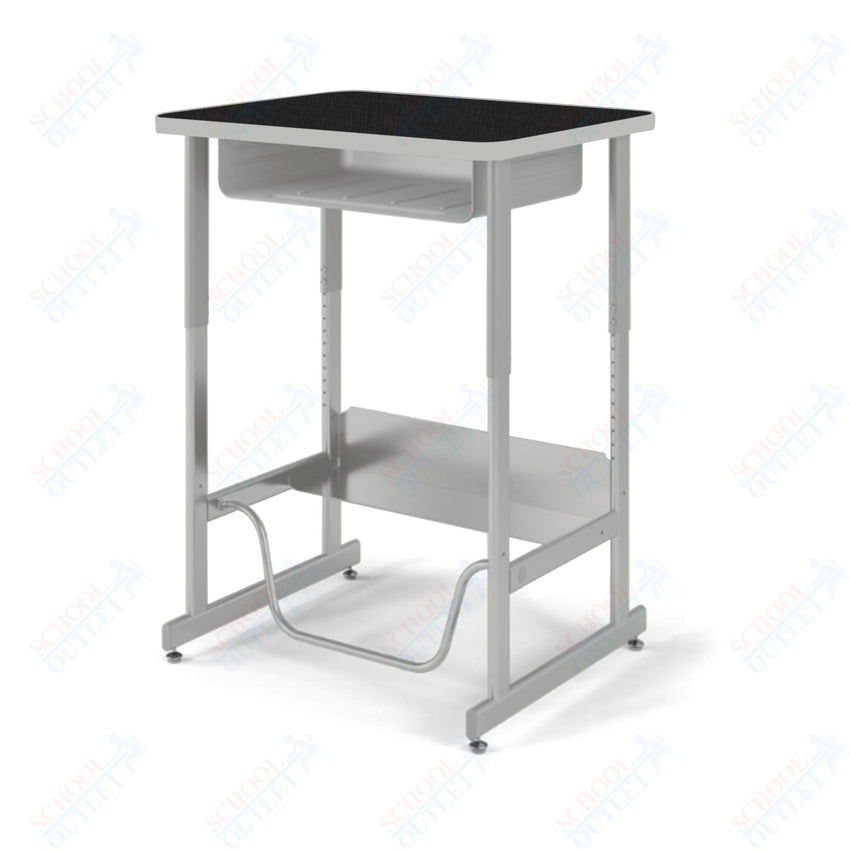 USA Capitol Sit/Stand Desk with Book Box & Footrest, Adjustable Height 30" - 40", Laminate Top w/ Sprayed Edge (493SE) - SchoolOutlet