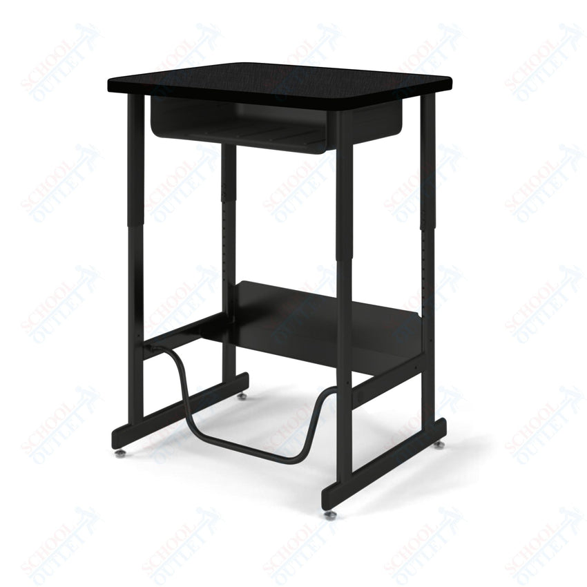 USA Capitol Sit/Stand Desk with Book Box & Footrest, Adjustable Height 30" - 40", Laminate Top w/ Sprayed Edge (493SE) - SchoolOutlet