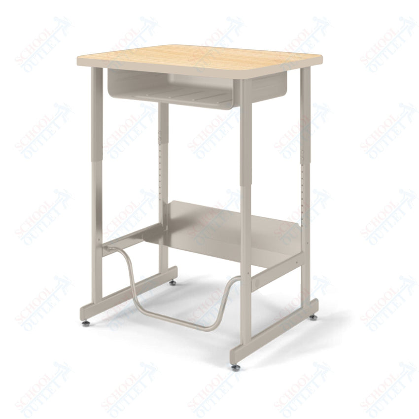USA Capitol Sit/Stand Desk with Book Box & Footrest, Adjustable Height 30" - 40", Laminate Top w/ Sprayed Edge (493SE) - SchoolOutlet