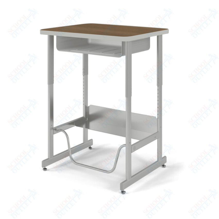 USA Capitol Sit/Stand Desk with Book Box & Footrest, Adjustable Height 30" - 40", Laminate Top w/ Sprayed Edge (493SE) - SchoolOutlet