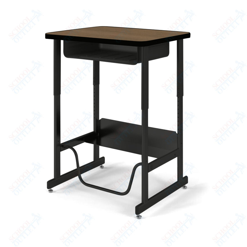 USA Capitol Sit/Stand Desk with Book Box & Footrest, Adjustable Height 30" - 40", Laminate Top w/ Sprayed Edge (493SE) - SchoolOutlet