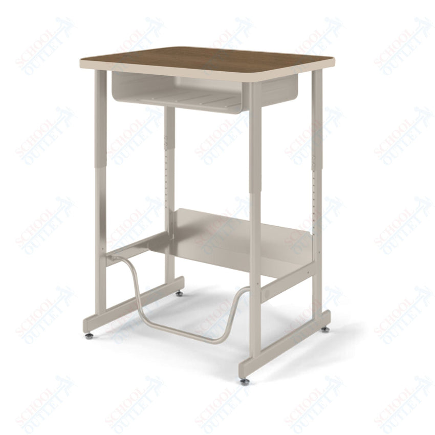 USA Capitol Sit/Stand Desk with Book Box & Footrest, Adjustable Height 30" - 40", Laminate Top w/ Sprayed Edge (493SE) - SchoolOutlet