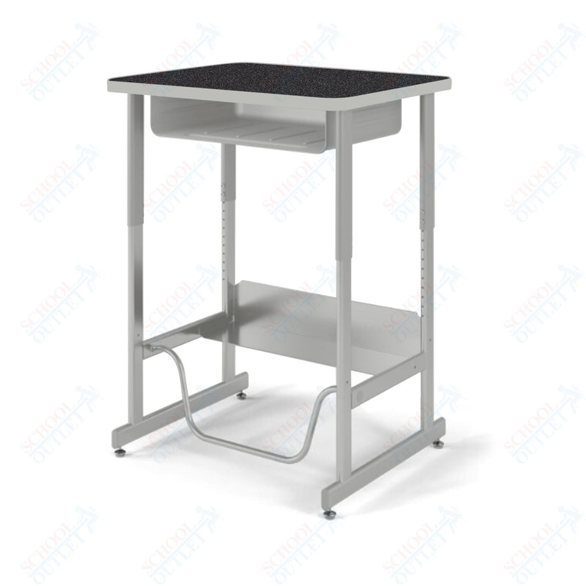 USA Capitol Sit/Stand Desk with Book Box & Footrest, Adjustable Height 30" - 40", Laminate Top w/ Sprayed Edge (493SE) - SchoolOutlet
