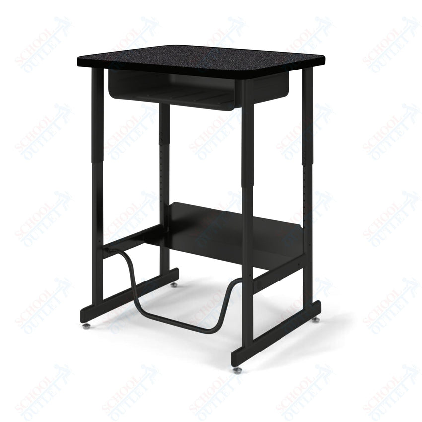 USA Capitol Sit/Stand Desk with Book Box & Footrest, Adjustable Height 30" - 40", Laminate Top w/ Sprayed Edge (493SE) - SchoolOutlet