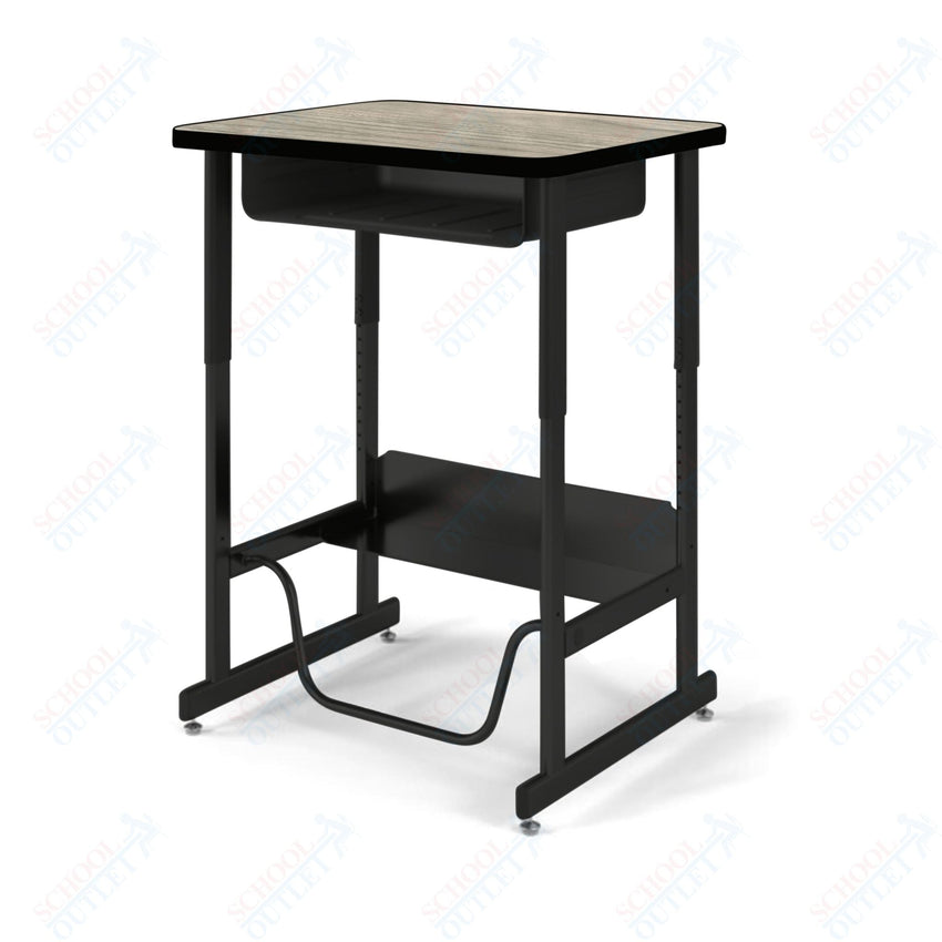 USA Capitol Sit/Stand Desk with Book Box & Footrest, Adjustable Height 30" - 40", Laminate Top w/ Sprayed Edge (493SE) - SchoolOutlet