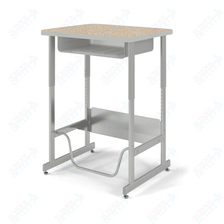 USA Capitol Sit/Stand Desk with Book Box & Footrest, Adjustable Height 30" - 40", Laminate Top w/ Sprayed Edge (493SE) - SchoolOutlet