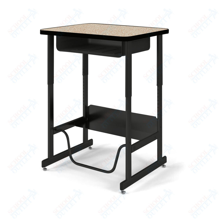 USA Capitol Sit/Stand Desk with Book Box & Footrest, Adjustable Height 30" - 40", Laminate Top w/ Sprayed Edge (493SE) - SchoolOutlet