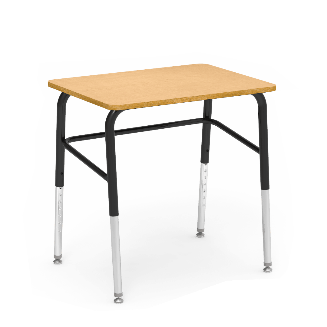 Virco 785 School Desk 18" x 24" Laminate Top and Adjustable Height Legs Without Book Box With Leg Brace for Students Elementary to University (785LBNBB) - SchoolOutlet