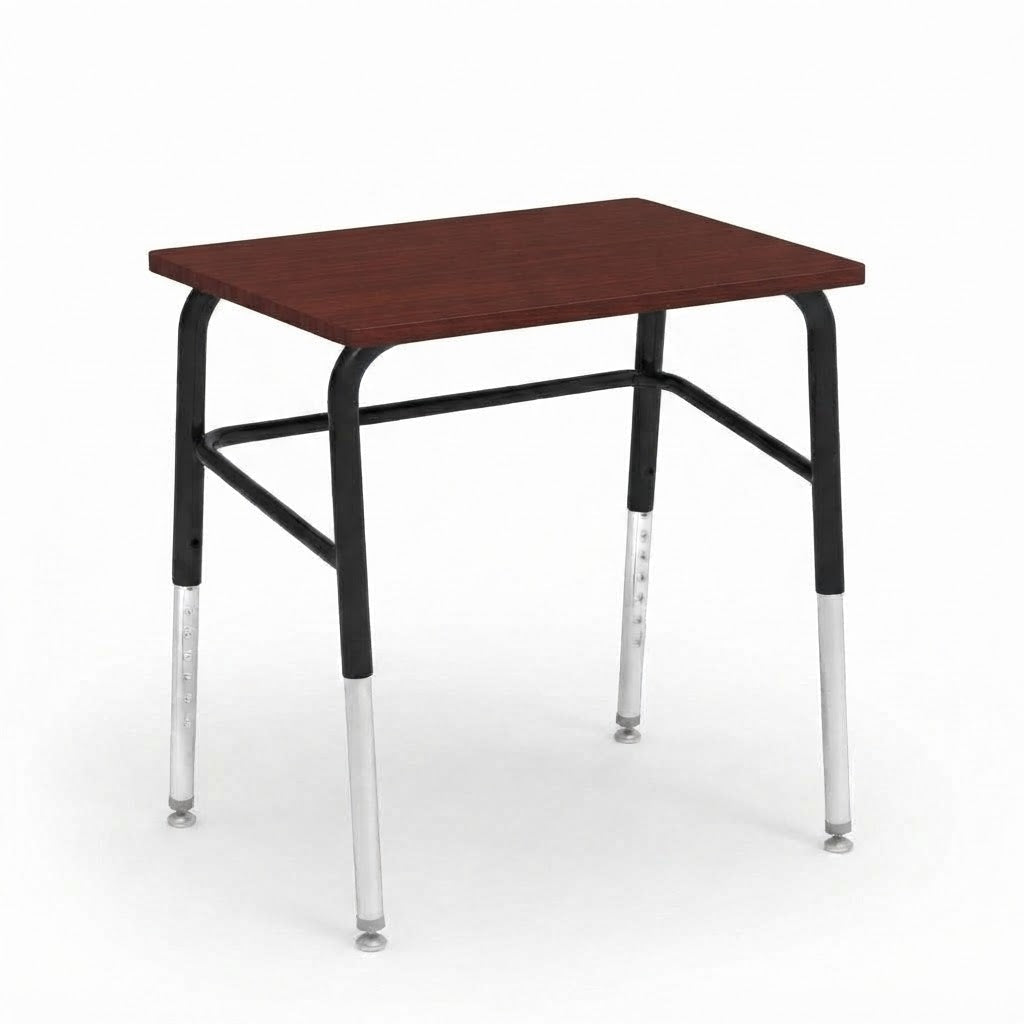 Virco 785 School Desk 18" x 24" Laminate Top and Adjustable Height Legs Without Book Box With Leg Brace for Students Elementary to University (785LBNBB) - SchoolOutlet