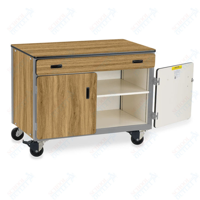 Virco 2321 - Mobile Storage Cabinet With One Paper Drawer, One Adjustable Steel Shelf, Two Hinged Doors - 48"W x 28"D x 36"H (Virco 2321) - SchoolOutlet