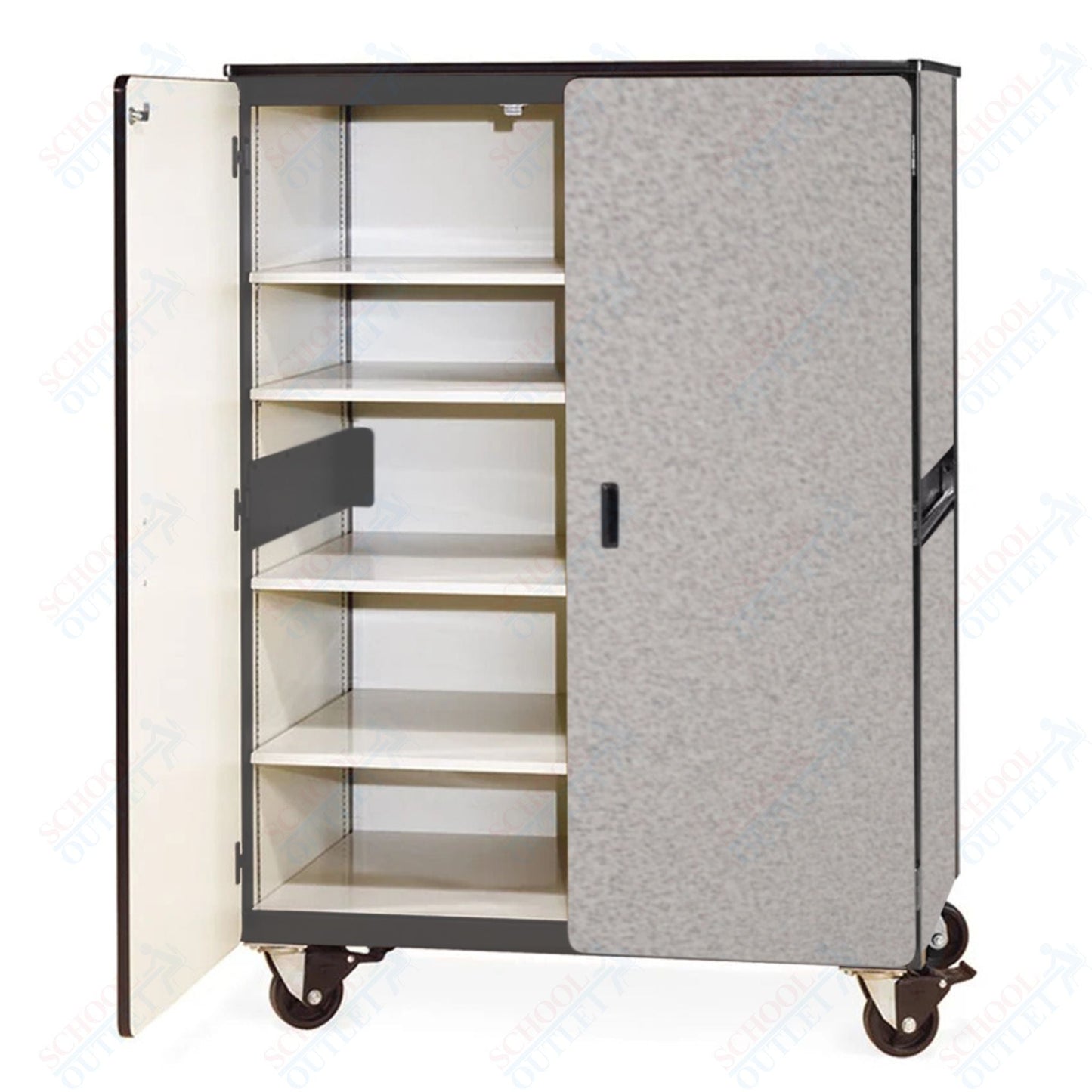 Virco 2501MMB - Mobile Storage Cabinet With Four Adjustable Steel Shelves, Two Hinged Doors, Magnetic Marker Back - 48"W x 28"D x 66"H (Virco 2501MMB) - SchoolOutlet