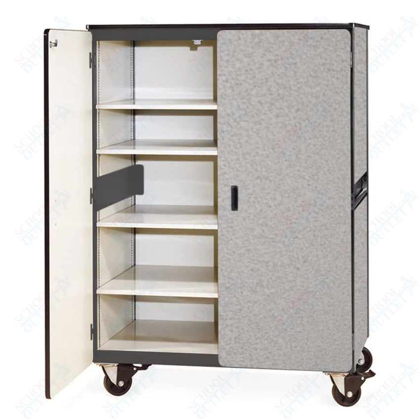 Virco 2501MMB - Mobile Storage Cabinet With Four Adjustable Steel Shelves, Two Hinged Doors, Magnetic Marker Back - 48"W x 28"D x 66"H (Virco 2501MMB) - SchoolOutlet