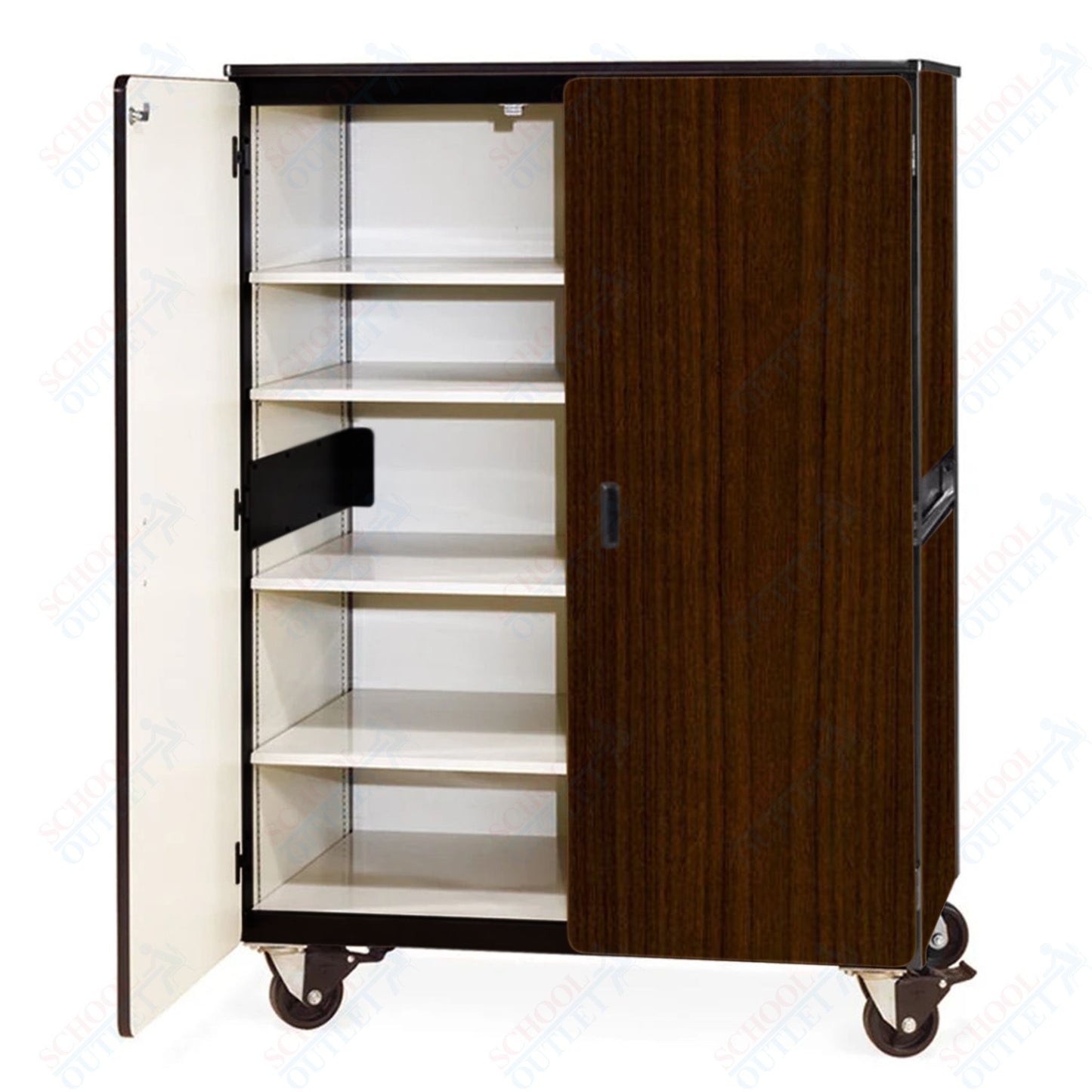 Virco 2501MMB - Mobile Storage Cabinet With Four Adjustable Steel Shelves, Two Hinged Doors, Magnetic Marker Back - 48"W x 28"D x 66"H (Virco 2501MMB) - SchoolOutlet