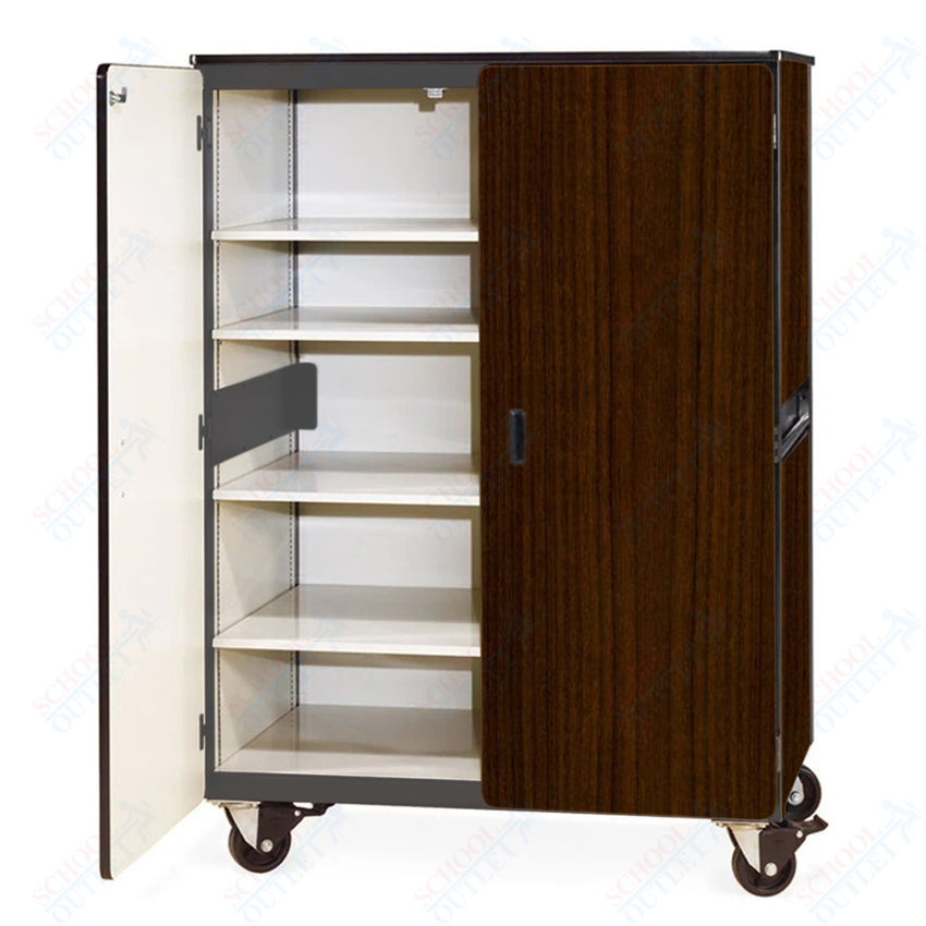 Virco 2501MMB - Mobile Storage Cabinet With Four Adjustable Steel Shelves, Two Hinged Doors, Magnetic Marker Back - 48"W x 28"D x 66"H (Virco 2501MMB) - SchoolOutlet