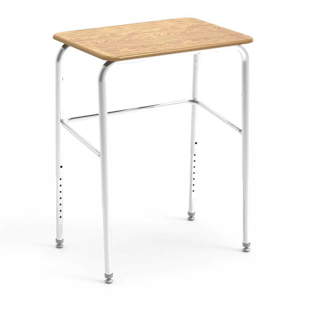Virco 72LBM - 72 Series Student Desk Hard Plastic Top (18"W x 24"L) and Adjustable Height Legs (25" - 30"H) with Leg Brace - SchoolOutlet