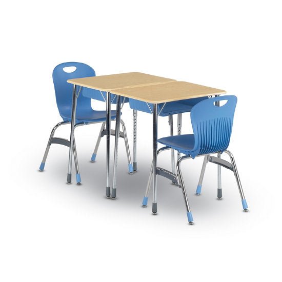 Virco ZADJ2026BOXM - ZUMA Series Student Desk, Hard Plastic 20" x 26 - 1/8" Top, 22" - 34"H with plastic book box - SchoolOutlet