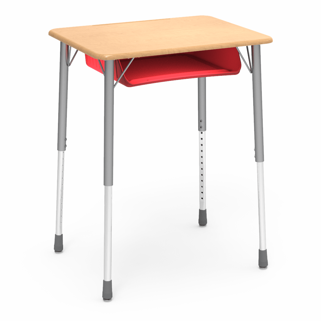 Virco ZADJ2031BRTM - ZUMA Series Student Desk, 22 3/4" x 31 5/8" Hard Plastic Top with wire book box with pencil tray - SchoolOutlet