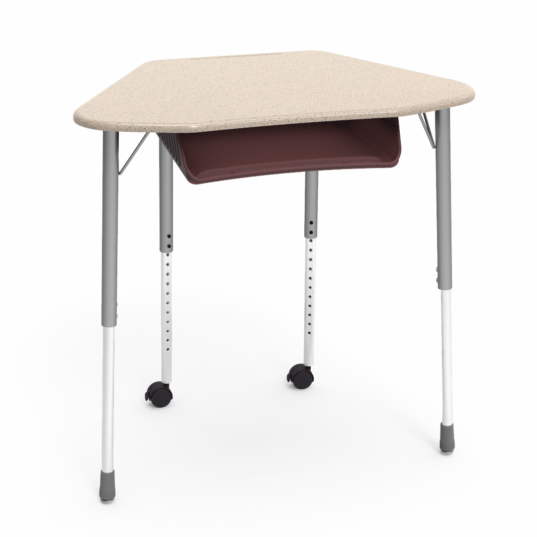 Virco ZUMA Series Hexagon Desk with Book Box Include Casters 33"W x 21"D x 22"-34"H (DESK-ZHEXBOXMC2) - SchoolOutlet
