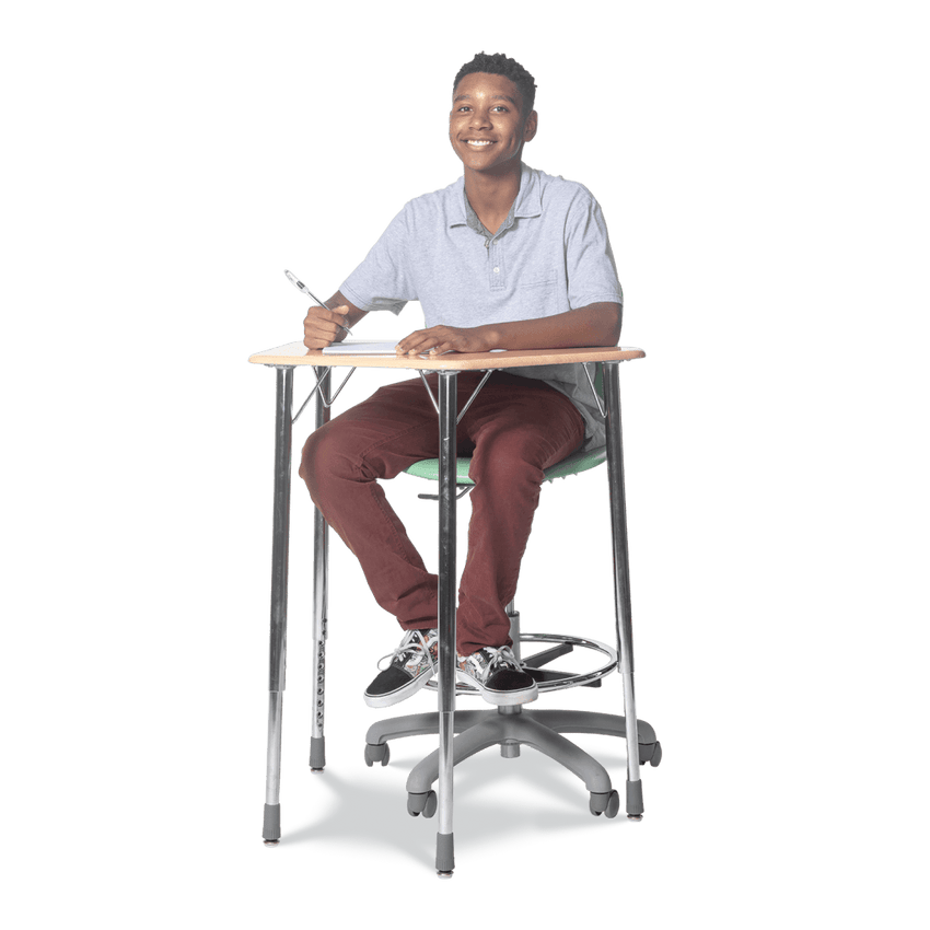 Virco ZHEXM - ZUMA Series Student Desk, Collaborative Shape Hard Plastic Top for 6 - Desk Hexagonal Grouping, 22" - 34"H - SchoolOutlet