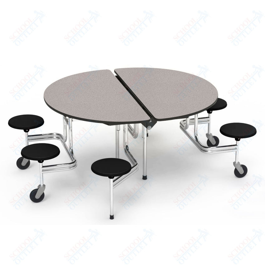Virco MTSO193156W - ADA Compliant Oval Mobile Stool Cafeteria Table - T - mold Edge - 19" Seat Height - 60" Diameter - 6 Stools - SchoolOutlet