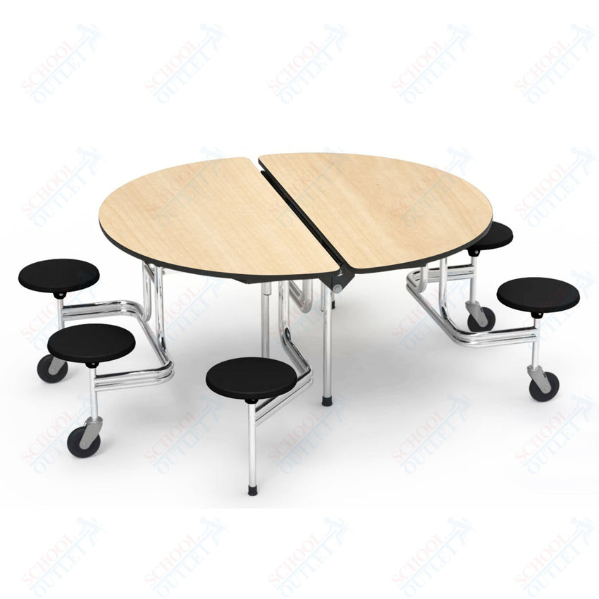 Virco MTSO193156W - ADA Compliant Oval Mobile Stool Cafeteria Table - T - mold Edge - 19" Seat Height - 60" Diameter - 6 Stools - SchoolOutlet
