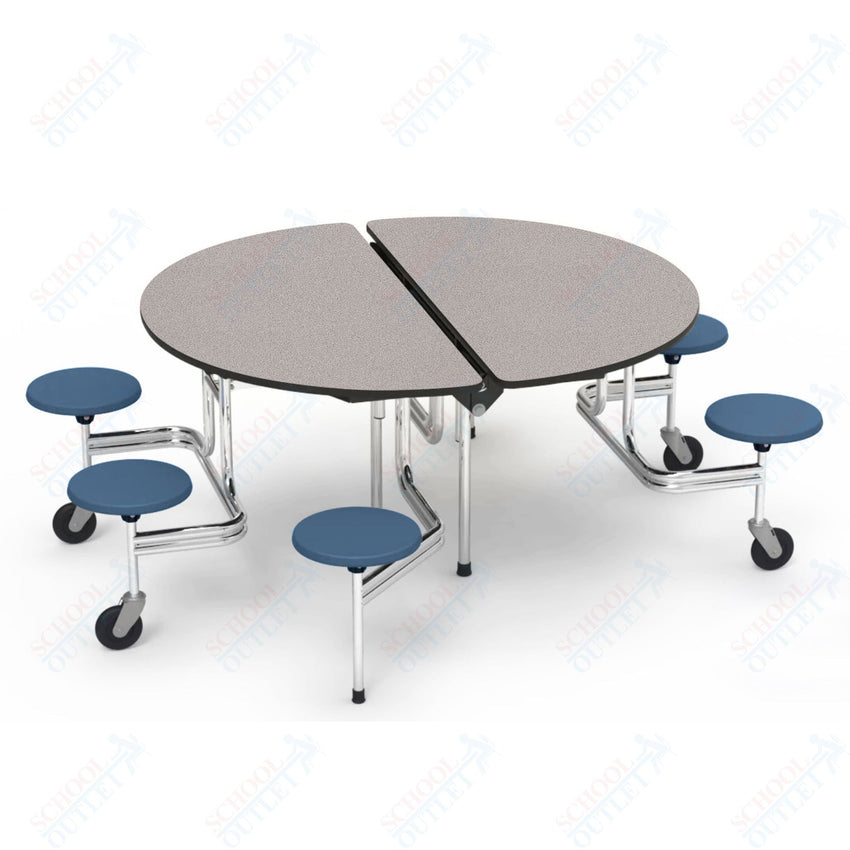 Virco MTSO193156W - ADA Compliant Oval Mobile Stool Cafeteria Table - T - mold Edge - 19" Seat Height - 60" Diameter - 6 Stools - SchoolOutlet