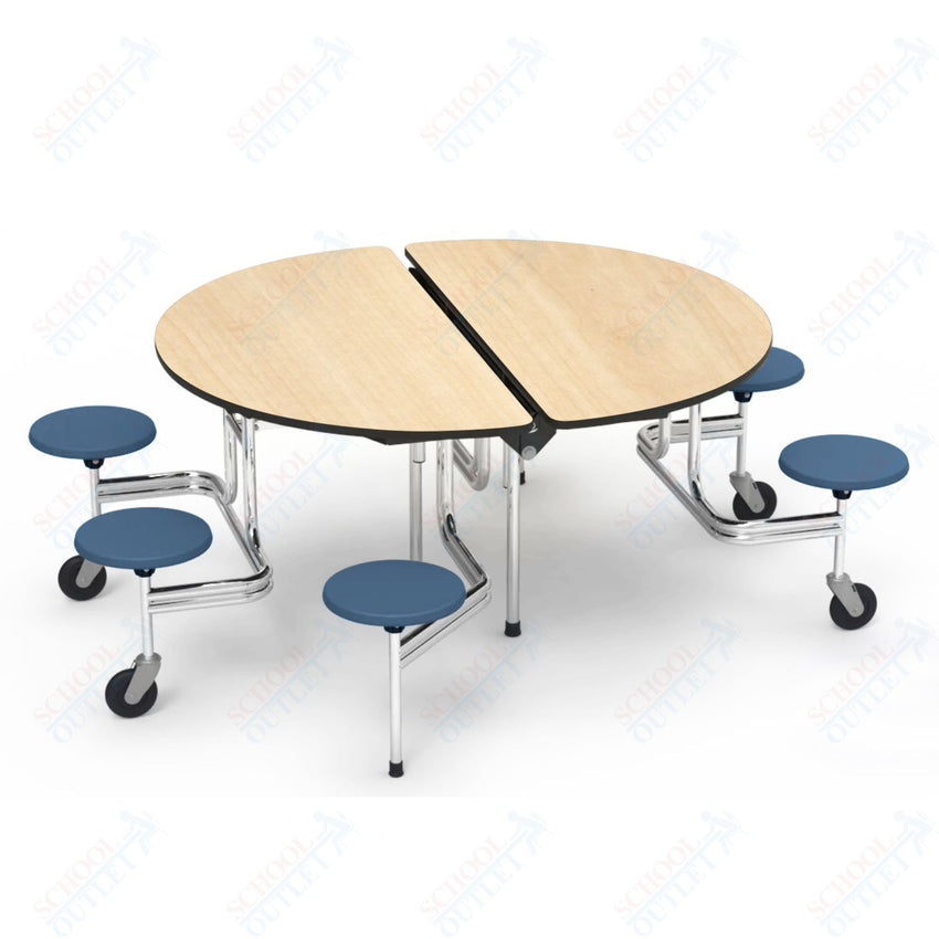 Virco MTSO193156W - ADA Compliant Oval Mobile Stool Cafeteria Table - T - mold Edge - 19" Seat Height - 60" Diameter - 6 Stools - SchoolOutlet