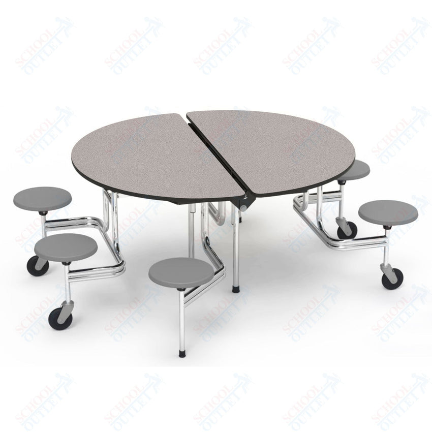 Virco MTSO193156W - ADA Compliant Oval Mobile Stool Cafeteria Table - T - mold Edge - 19" Seat Height - 60" Diameter - 6 Stools - SchoolOutlet
