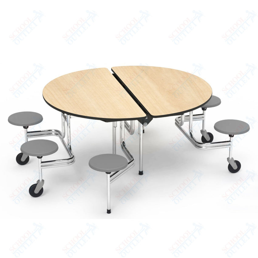 Virco MTSO193156W - ADA Compliant Oval Mobile Stool Cafeteria Table - T - mold Edge - 19" Seat Height - 60" Diameter - 6 Stools - SchoolOutlet
