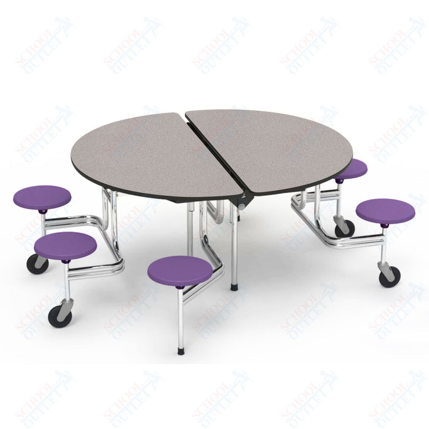 Virco MTSO193156W - ADA Compliant Oval Mobile Stool Cafeteria Table - T - mold Edge - 19" Seat Height - 60" Diameter - 6 Stools - SchoolOutlet