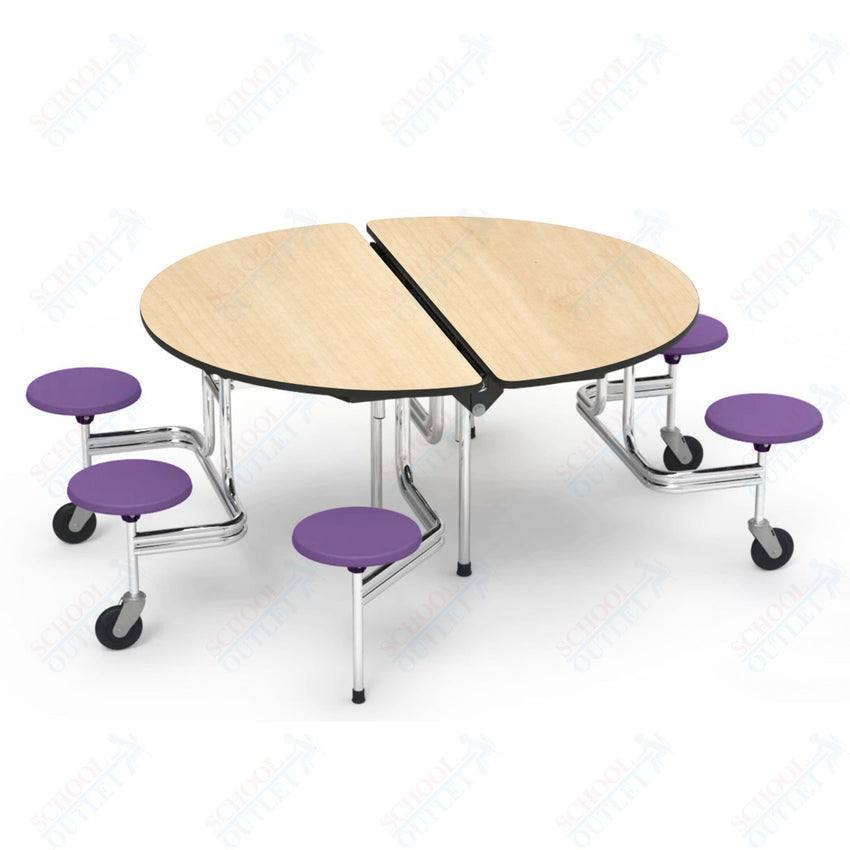 Virco MTSO193156W - ADA Compliant Oval Mobile Stool Cafeteria Table - T - mold Edge - 19" Seat Height - 60" Diameter - 6 Stools - SchoolOutlet
