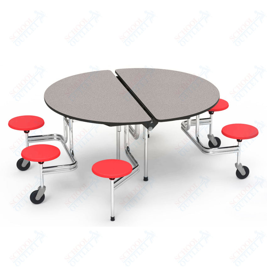 Virco MTSO193156W - ADA Compliant Oval Mobile Stool Cafeteria Table - T - mold Edge - 19" Seat Height - 60" Diameter - 6 Stools - SchoolOutlet