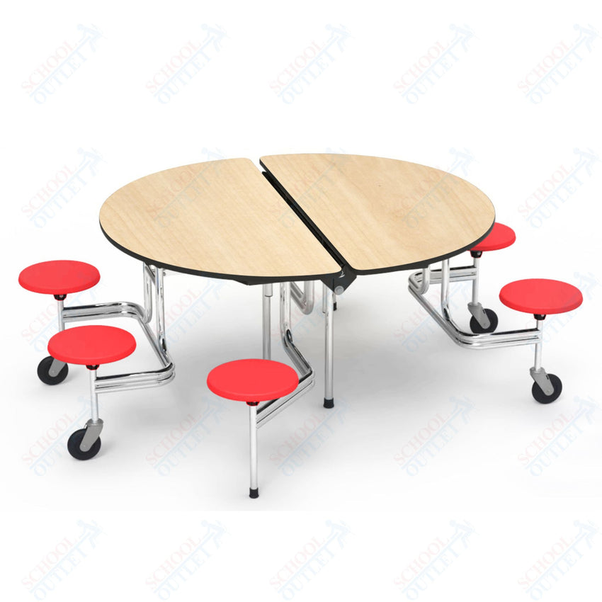 Virco MTSO193156W - ADA Compliant Oval Mobile Stool Cafeteria Table - T - mold Edge - 19" Seat Height - 60" Diameter - 6 Stools - SchoolOutlet