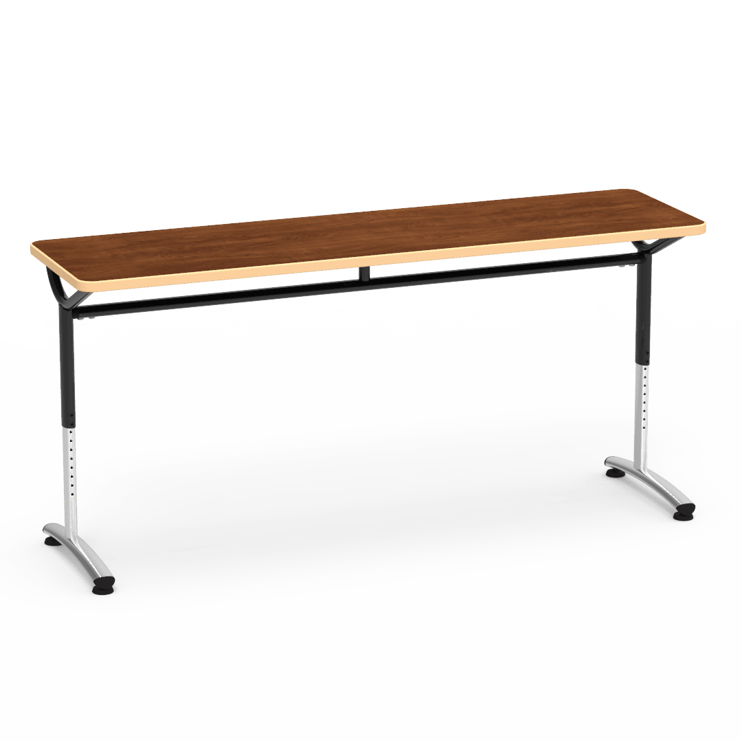 Virco TEXT Series Adjustable Height Training Table featuring Vertical Range and High - Performance Laminate Worksurface with Heavy - Gauge Steel Frame 72"W x 24"D x 26 - 34"H (TABLE - TE24728YADJ) - SchoolOutlet