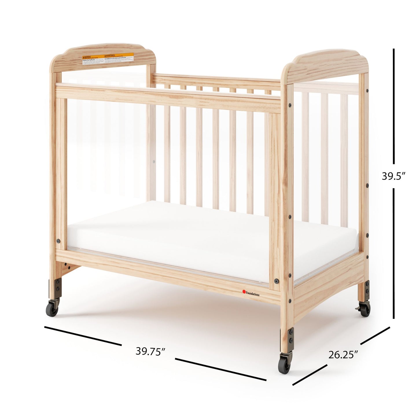 Foundations - Next Gen Serenity SafeReach Side Gate Compact Crib - Clearview (Both Ends) Natural (FOU-2538040)