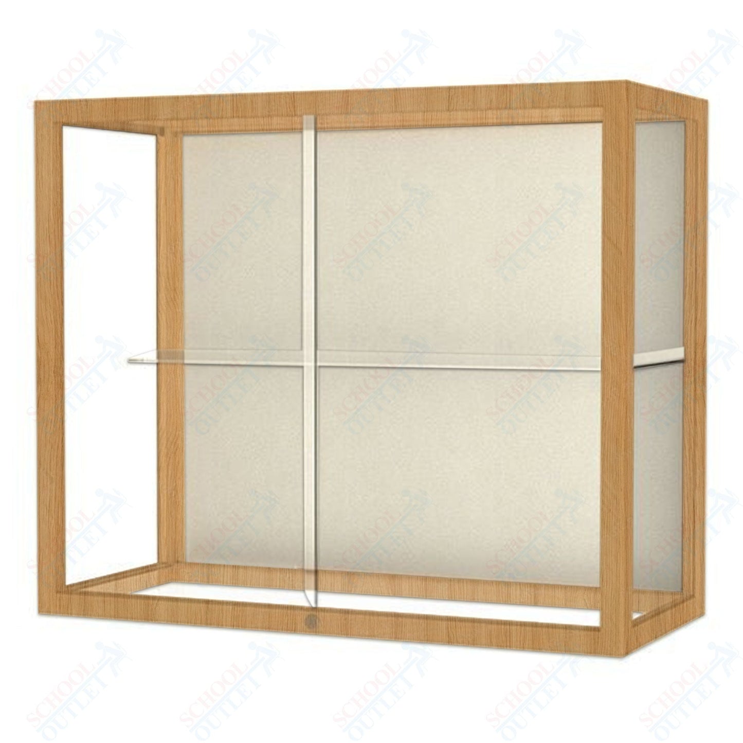 Waddell Heirloom 894 Wall or Top Case for Heritage Counter w/ Mirror Back & Oak Finish Frame - 36"W x 30"H x 14"D(Waddell WAD - 894K - MB) - SchoolOutlet