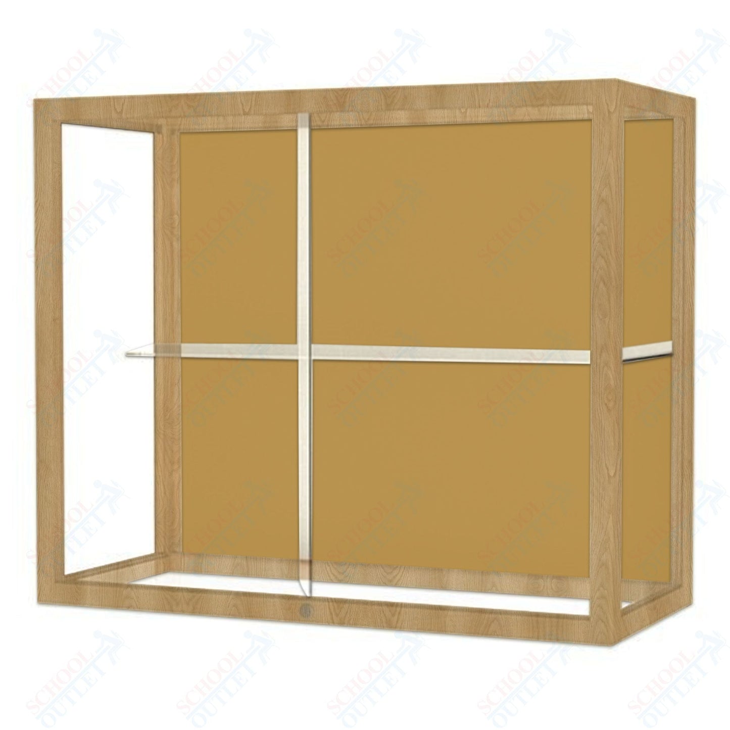 Waddell Heirloom 894 Wall or Top Case for Heritage Counter w/ Plaque Back & Oak Finish Frame - 36"W x 30"H x 14"D(Waddell WAD - 894K - PB) - SchoolOutlet