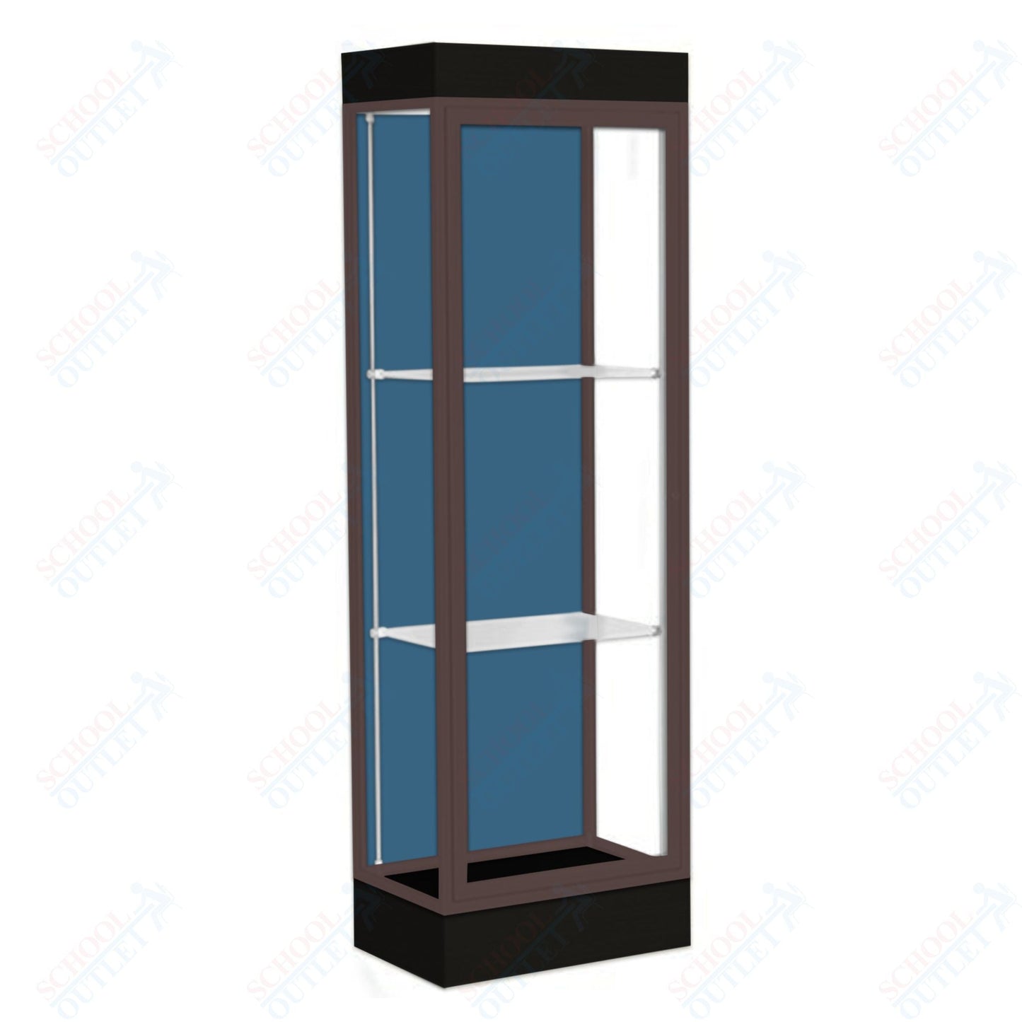 Waddell Edge 91 Lighted Floor Case w/ Blue Steel Back & Dark Bronze Frame - 24"W x 76"H x 20"D(Waddell WAD - 91LFBS - BZ) - SchoolOutlet