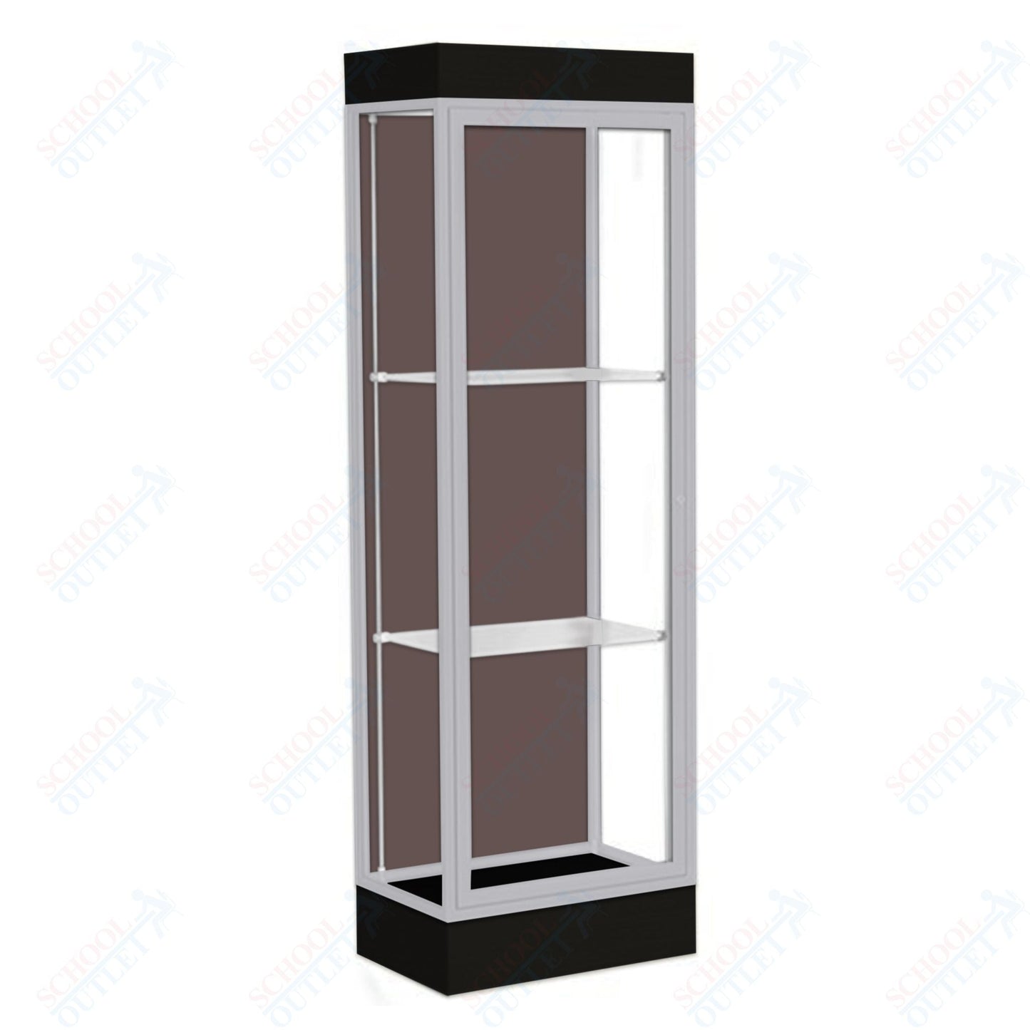 Waddell Edge 91 Lighted Floor Case w/ Chocolate Back & Satin Natural Frame - 24"W x 76"H x 20"D(Waddell WAD - 91LFCO - SN) - SchoolOutlet